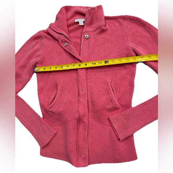 Boston Proper Women’s Pink Zip Up Sweater Size S Cotton Cashmere Blend Ribbed - Picture 5 of 7